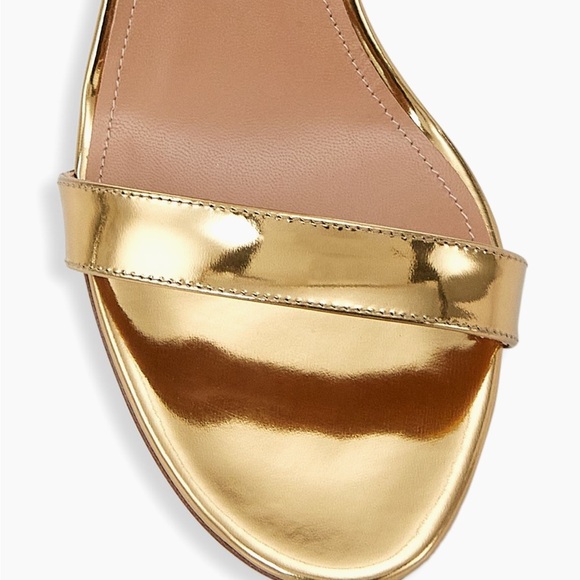 Aquazzura So Nude Block Heel Size 38 Metallic Gold - Picture 3 of 10